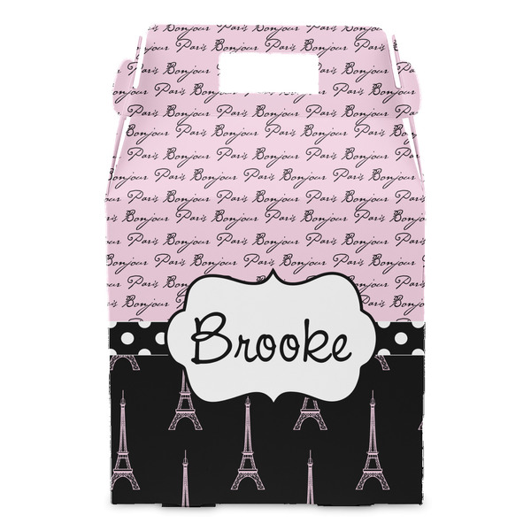 Paris Bonjour and Eiffel Tower Gable Favor Box - Front