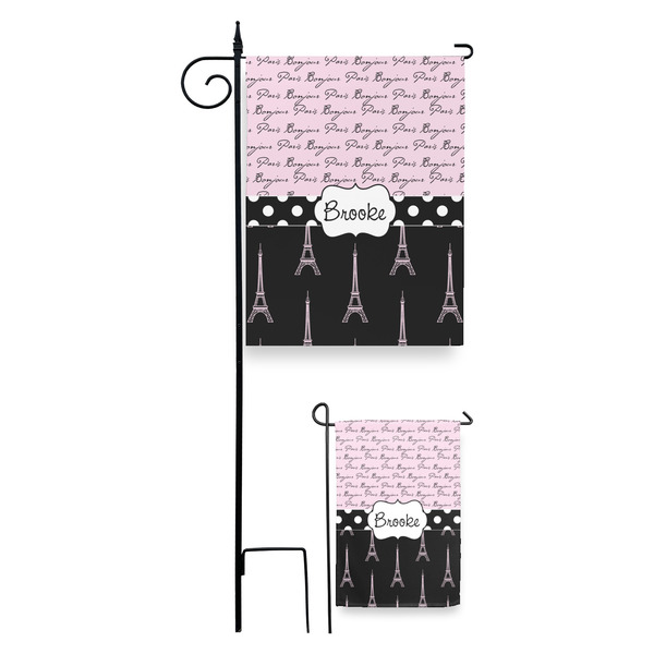 Paris Bonjour and Eiffel Tower Garden Flag - PARENT/MAIN