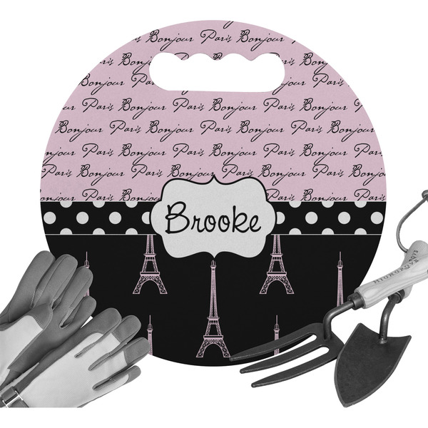 Custom Paris Bonjour and Eiffel Tower Gardening Knee Cushion (Personalized)