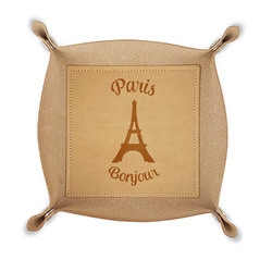 Paris Bonjour and Eiffel Tower Genuine Leather Dice Tray (Personalized)