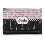 Paris Bonjour and Eiffel Tower Genuine Leather Women's Wallet - Small (Personalized)