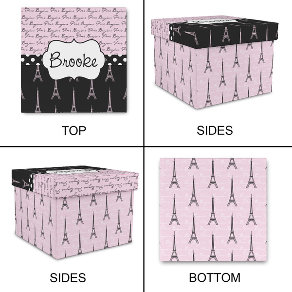 Paris Bonjour and Eiffel Tower Gift Boxes with Lid - Canvas Wrapped - Large - Approval