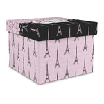 Paris Bonjour and Eiffel Tower Gift Box with Lid - Canvas Wrapped - Large (Personalized)