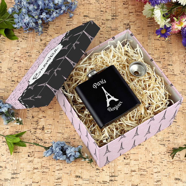 Paris Bonjour and Eiffel Tower Gift Boxes with Lid - Canvas Wrapped - Large - In Context