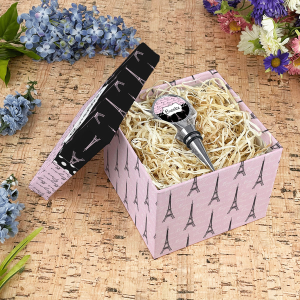 Paris Bonjour and Eiffel Tower Gift Boxes with Lid - Canvas Wrapped - Medium - In Context