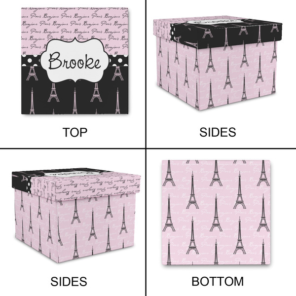Paris Bonjour and Eiffel Tower Gift Boxes with Lid - Canvas Wrapped - Small - Approval