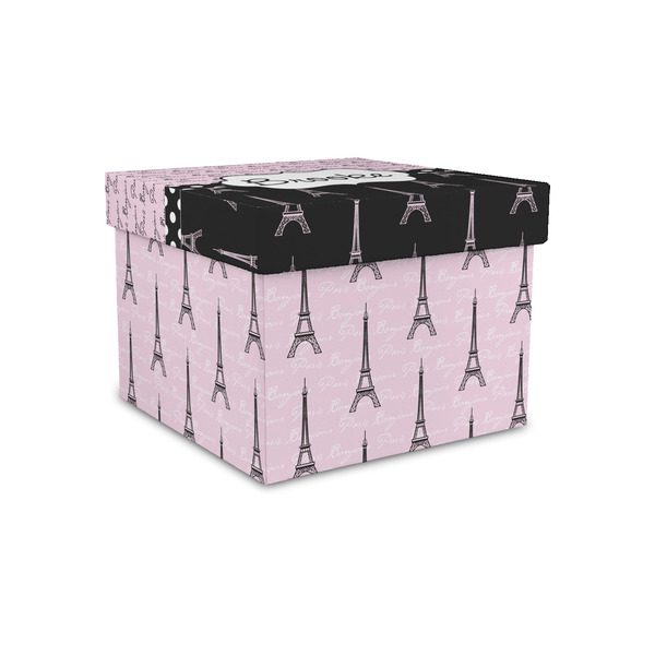 Paris Bonjour and Eiffel Tower Gift Boxes with Lid - Canvas Wrapped - Small - Front/Main