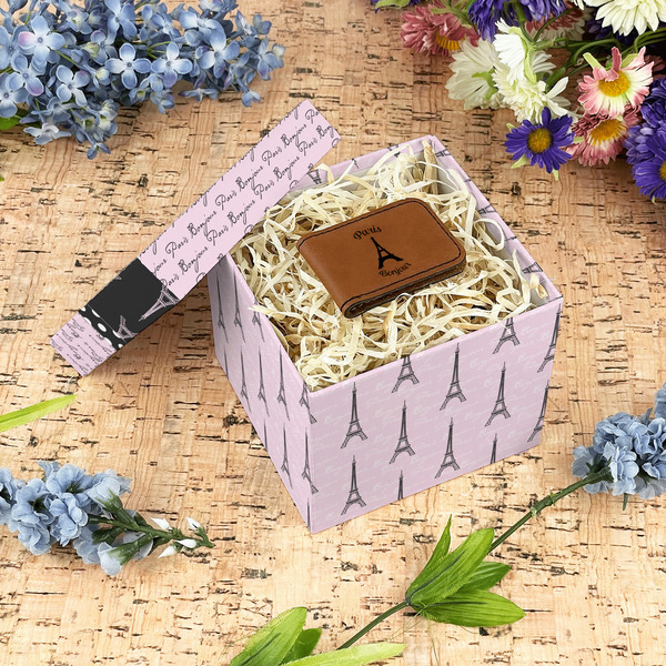 Paris Bonjour and Eiffel Tower Gift Boxes with Lid - Canvas Wrapped - Small - In Context