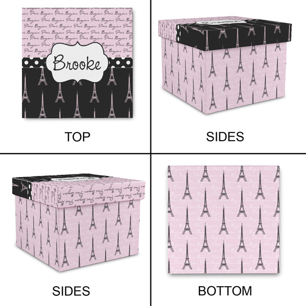 Paris Bonjour and Eiffel Tower Gift Boxes with Lid - Canvas Wrapped - X-Large - Approval