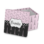Paris Bonjour and Eiffel Tower Gift Box with Lid - Canvas Wrapped (Personalized)