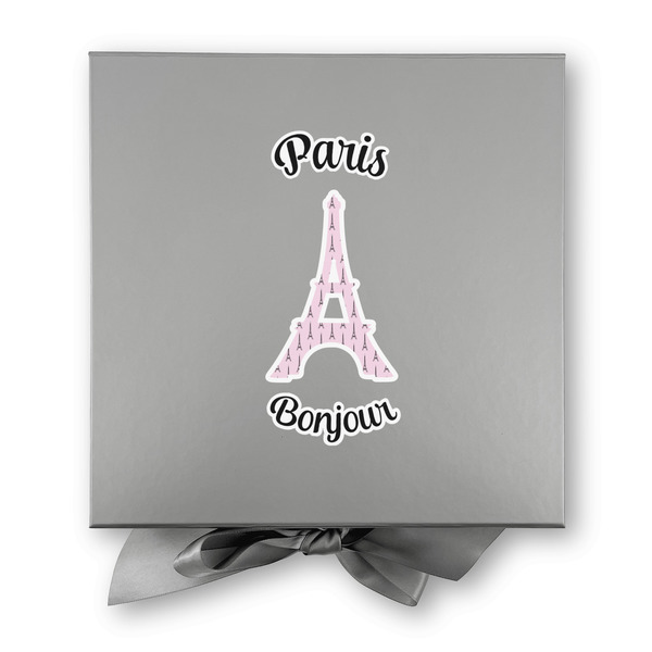 Paris Bonjour and Eiffel Tower Gift Boxes with Magnetic Lid - Silver - Approval