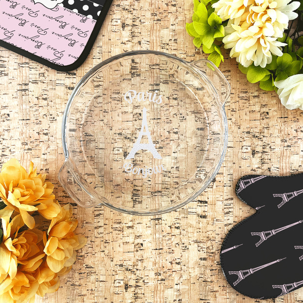 Paris Bonjour and Eiffel Tower Glass Pie Dish - LIFESTYLE
