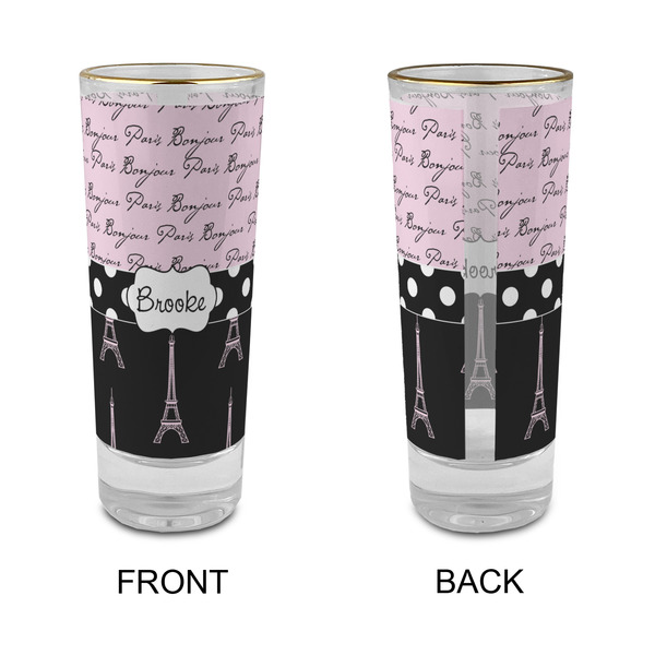 Paris Bonjour and Eiffel Tower Glass Shot Glass - 2 oz - Single - APPROVAL