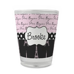 Paris Bonjour and Eiffel Tower Glass Shot Glass - 1.5 oz - Set of 4 (Personalized)