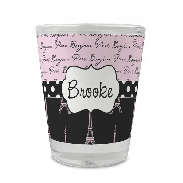 Paris Bonjour and Eiffel Tower Glass Shot Glass - Standard - FRONT