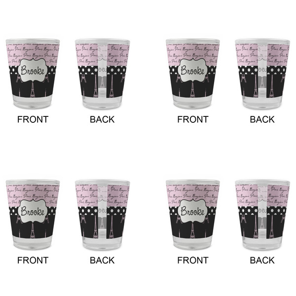 Paris Bonjour and Eiffel Tower Glass Shot Glass - Standard - Set of 4 - APPROVAL