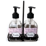 Paris Bonjour and Eiffel Tower Glass Soap & Lotion Bottle Set (Personalized)