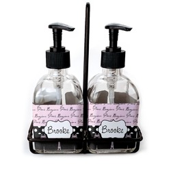 Paris Bonjour and Eiffel Tower Glass Soap & Lotion Bottles (Personalized)