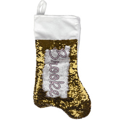 Paris Bonjour and Eiffel Tower Reversible Sequin Stocking - Gold (Personalized)