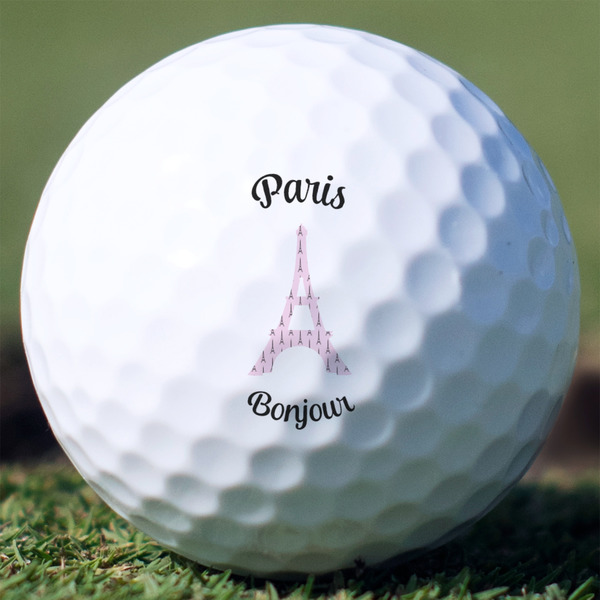 Custom Paris Bonjour and Eiffel Tower Golf Balls (Personalized)