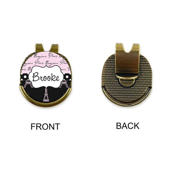 Paris Bonjour and Eiffel Tower Golf Ball Hat Clip Marker - Apvl - GOLD