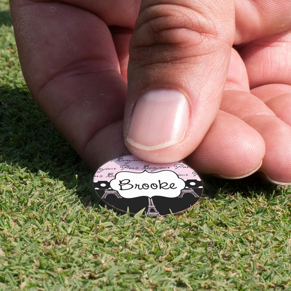 Paris Bonjour and Eiffel Tower Golf Ball Marker - Hand