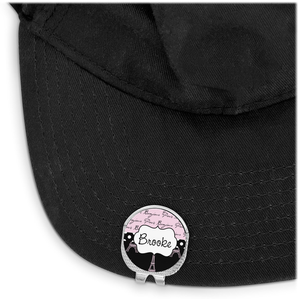 Paris Bonjour and Eiffel Tower Golf Ball Marker Hat Clip - Main