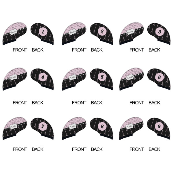 Paris Bonjour and Eiffel Tower Golf Club Covers - APPROVAL (set of 9)