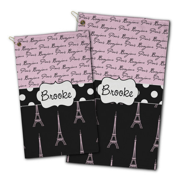 Paris Bonjour and Eiffel Tower Golf Towel - PARENT (small and large)