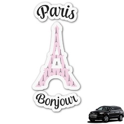 Paris Bonjour and Eiffel Tower Graphic Car Decal (Personalized)
