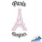 Paris Bonjour and Eiffel Tower Graphic Iron On Transfer