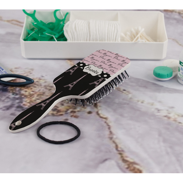 Paris Bonjour and Eiffel Tower Hair Brush - In Bathroom