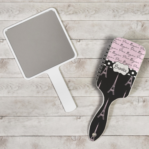 Paris Bonjour and Eiffel Tower Hair Brush - In Context