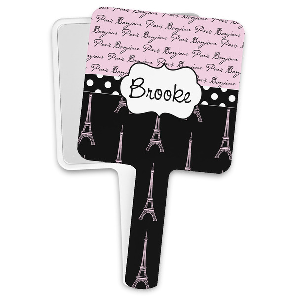 Custom Paris Bonjour and Eiffel Tower Hand Mirror (Personalized)