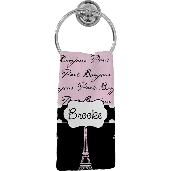 Custom Paris Bonjour and Eiffel Tower Hand Towel - Full Print (Personalized)