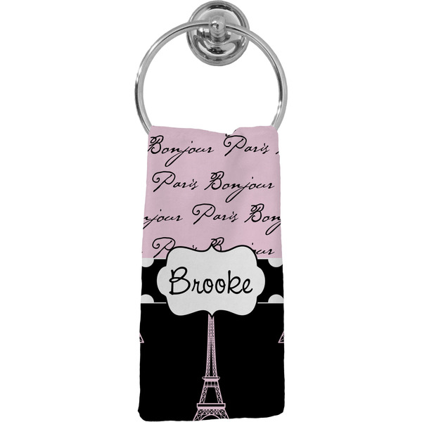 Custom Paris Bonjour and Eiffel Tower Hand Towel - Full Print (Personalized)