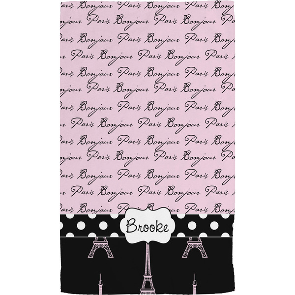 Paris Bonjour and Eiffel Tower Hand Towel (Personalized)