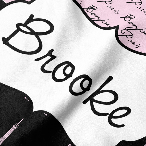 Paris Bonjour and Eiffel Tower Hooded Baby Towel- Detail Close Up