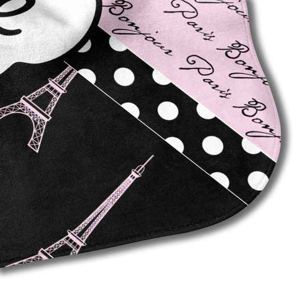 Paris Bonjour and Eiffel Tower Hooded Baby Towel- Detail Corner