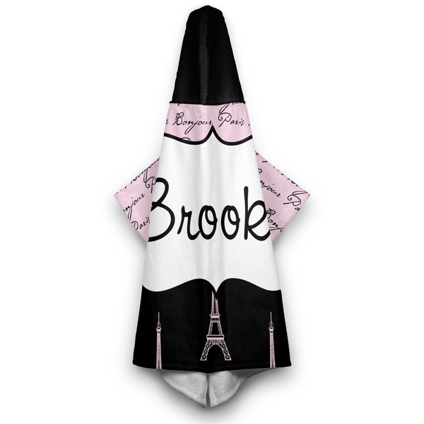 Paris Bonjour and Eiffel Tower Hooded Towel - Hanging
