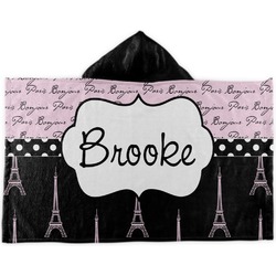 Paris Bonjour and Eiffel Tower Kids Hooded Towel (Personalized)