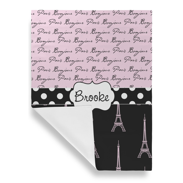 Paris Bonjour and Eiffel Tower House Flags - Single Sided - FRONT FOLDED