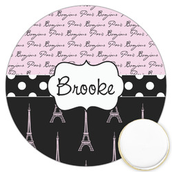 Paris Bonjour and Eiffel Tower Printed Cookie Topper - 3.25" (Personalized)