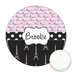 Paris Bonjour and Eiffel Tower Printed Cookie Topper - Round (Personalized)