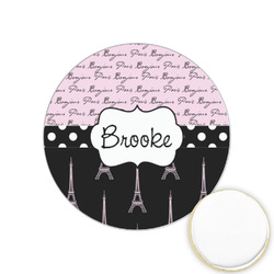 Paris Bonjour and Eiffel Tower Printed Cookie Topper - 1.25" (Personalized)