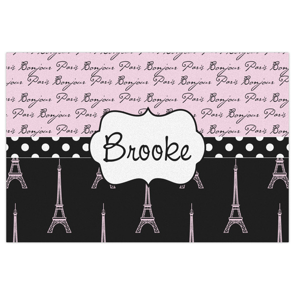 Paris Bonjour and Eiffel Tower Indoor / Outdoor Rug - 2'x3' - Front Flat