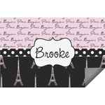 Paris Bonjour and Eiffel Tower Indoor / Outdoor Rug - 6'x8' w/ Name or Text