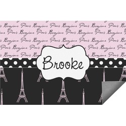Paris Bonjour and Eiffel Tower Indoor / Outdoor Rug (Personalized)