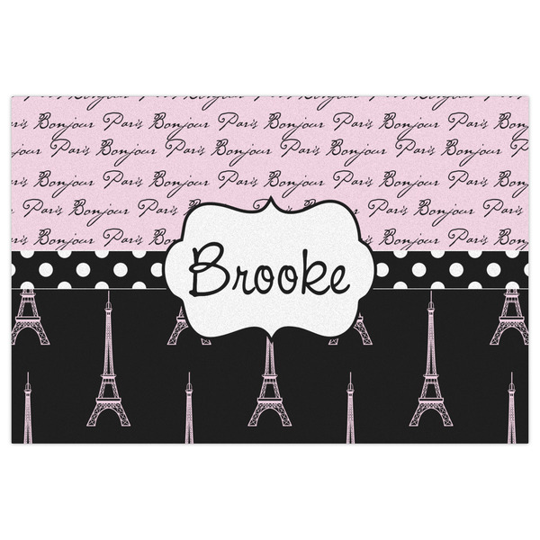 Paris Bonjour and Eiffel Tower Indoor / Outdoor Rug - 4'x6' - Front Flat