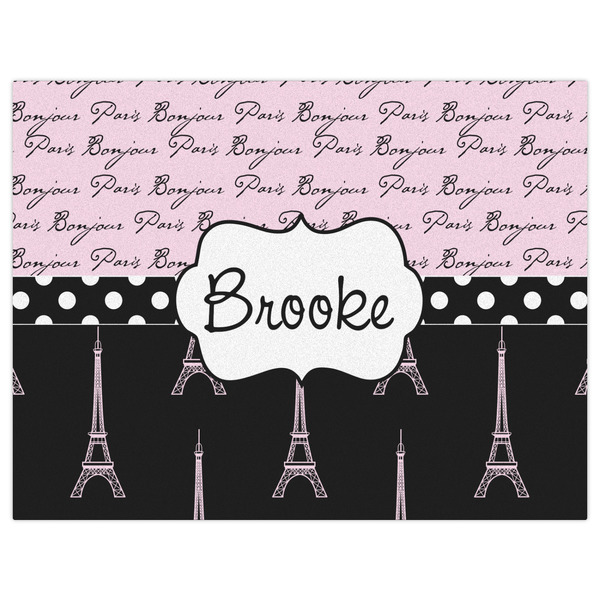 Paris Bonjour and Eiffel Tower Indoor / Outdoor Rug - 6'x8' - Front Flat